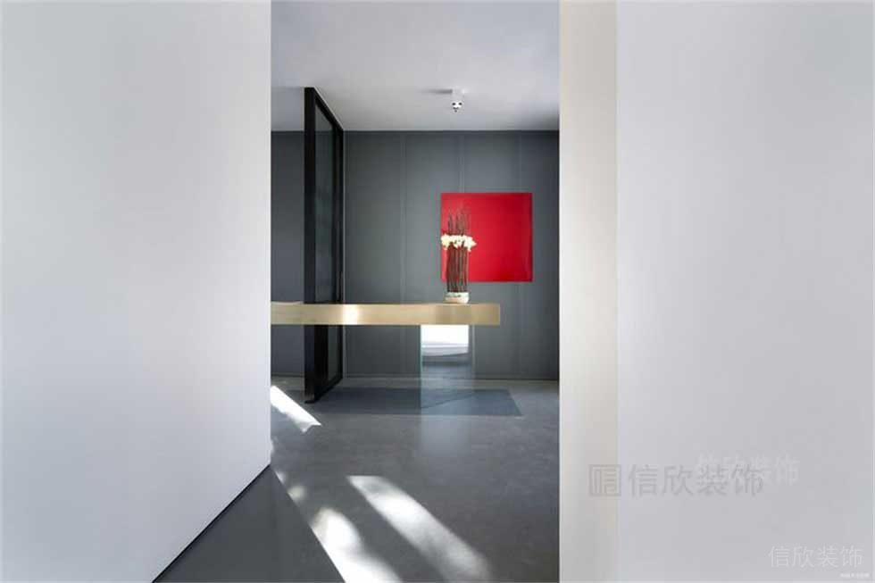 辦公室裝修區(qū)簡約紅色墻體過道