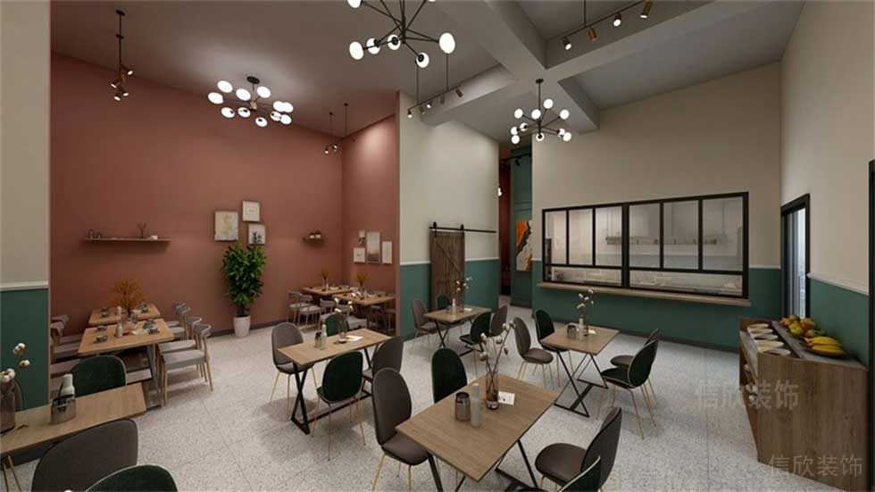 簡約北歐風(fēng)云南米線連鎖餐館深圳寶安店裝修設(shè)計(jì)用餐大廳效果圖