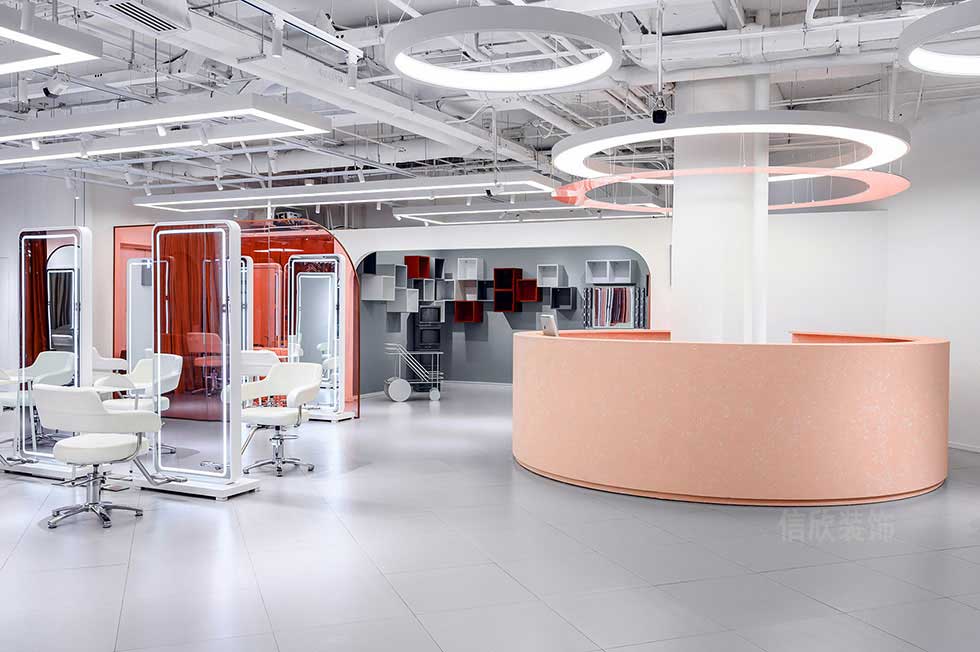 深圳羅湖400平方美發(fā)店裝修前臺(tái)施工案例 深圳羅湖400平方美發(fā)店裝修前臺(tái)施工案例