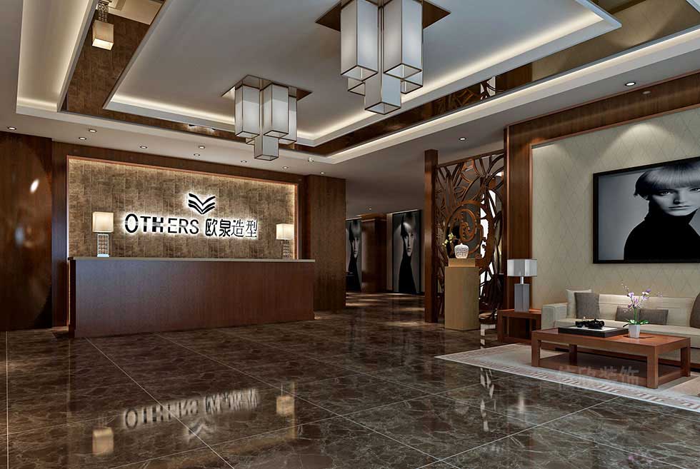 深圳現(xiàn)代中式美發(fā)店前臺裝修設(shè)計