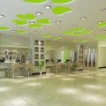 綠色四葉草天花創(chuàng)意吊頂設(shè)計(jì)綠色圖案發(fā)廊裝修發(fā)型設(shè)計(jì)店鋪裝修