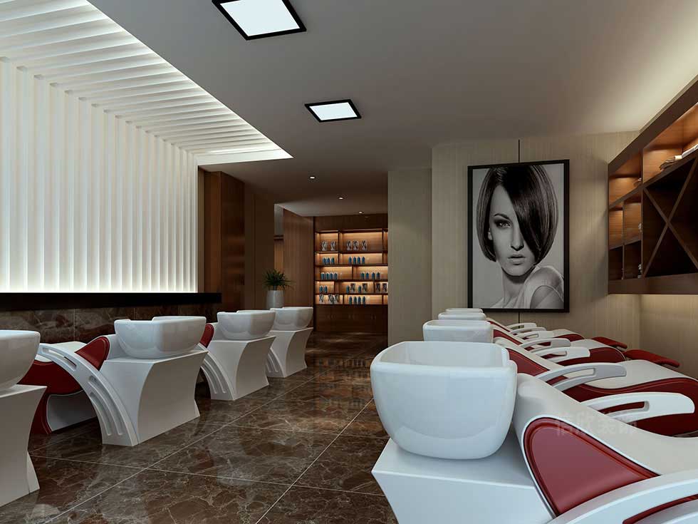 深圳現(xiàn)代中式美發(fā)店洗頭區(qū)裝修設(shè)計