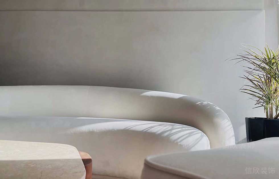 極簡風格辦公室休閑區米白色沙發效果圖