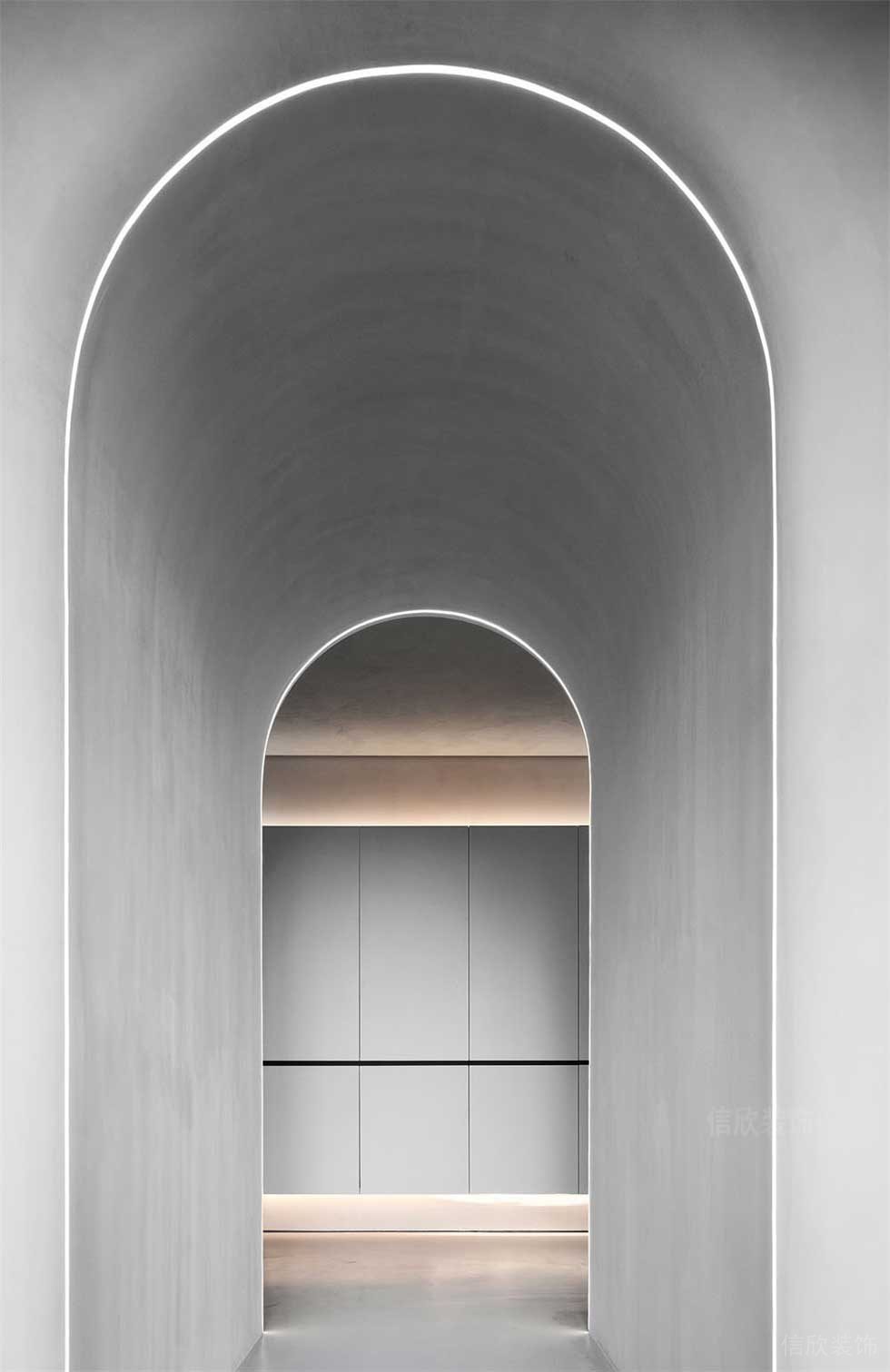 簡(jiǎn)約風(fēng)格辦公室走廊拱形門(mén)洞效果圖