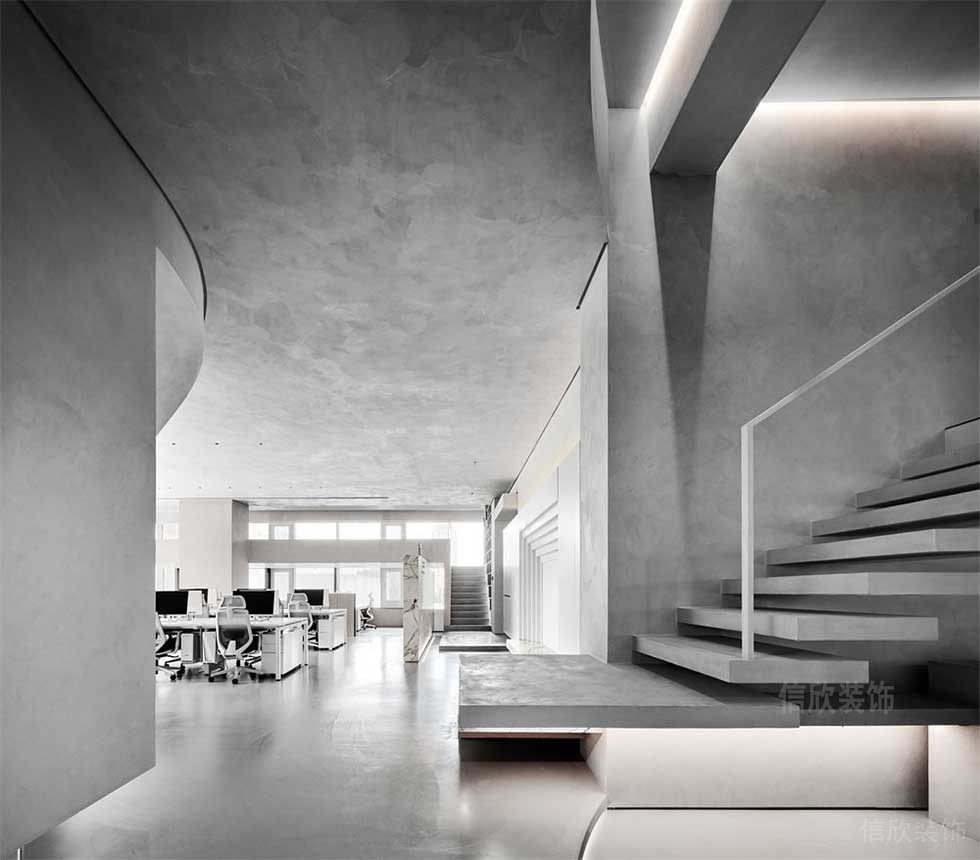 簡(jiǎn)約風(fēng)格商務(wù)公司辦公室樓梯臺(tái)階效果圖