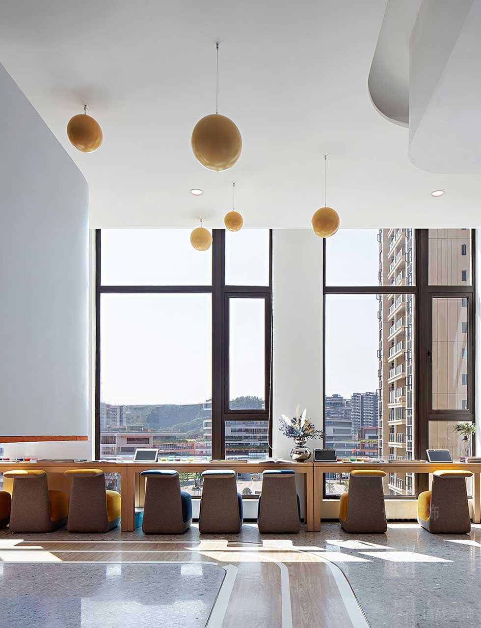 簡約風格公司窗邊辦公區效果圖