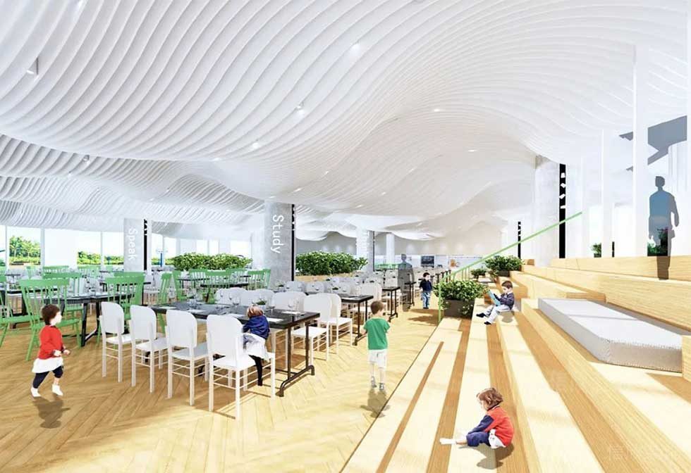 現(xiàn)代北歐風(fēng)辦公空間階梯式休閑廳裝修圖