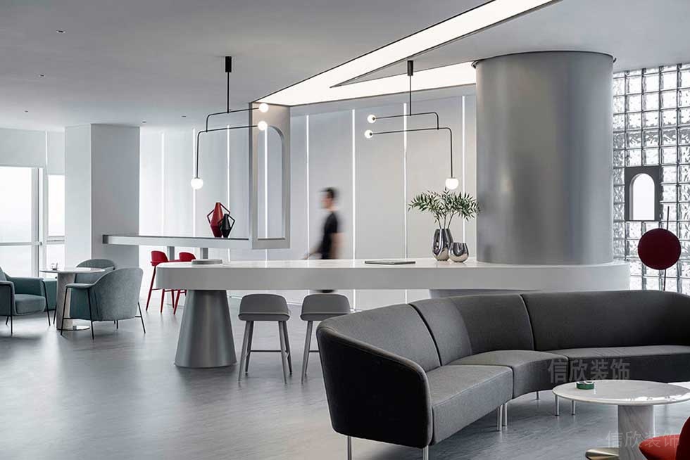 現(xiàn)代簡約風(fēng)格辦公室案例休閑接待廳效果圖