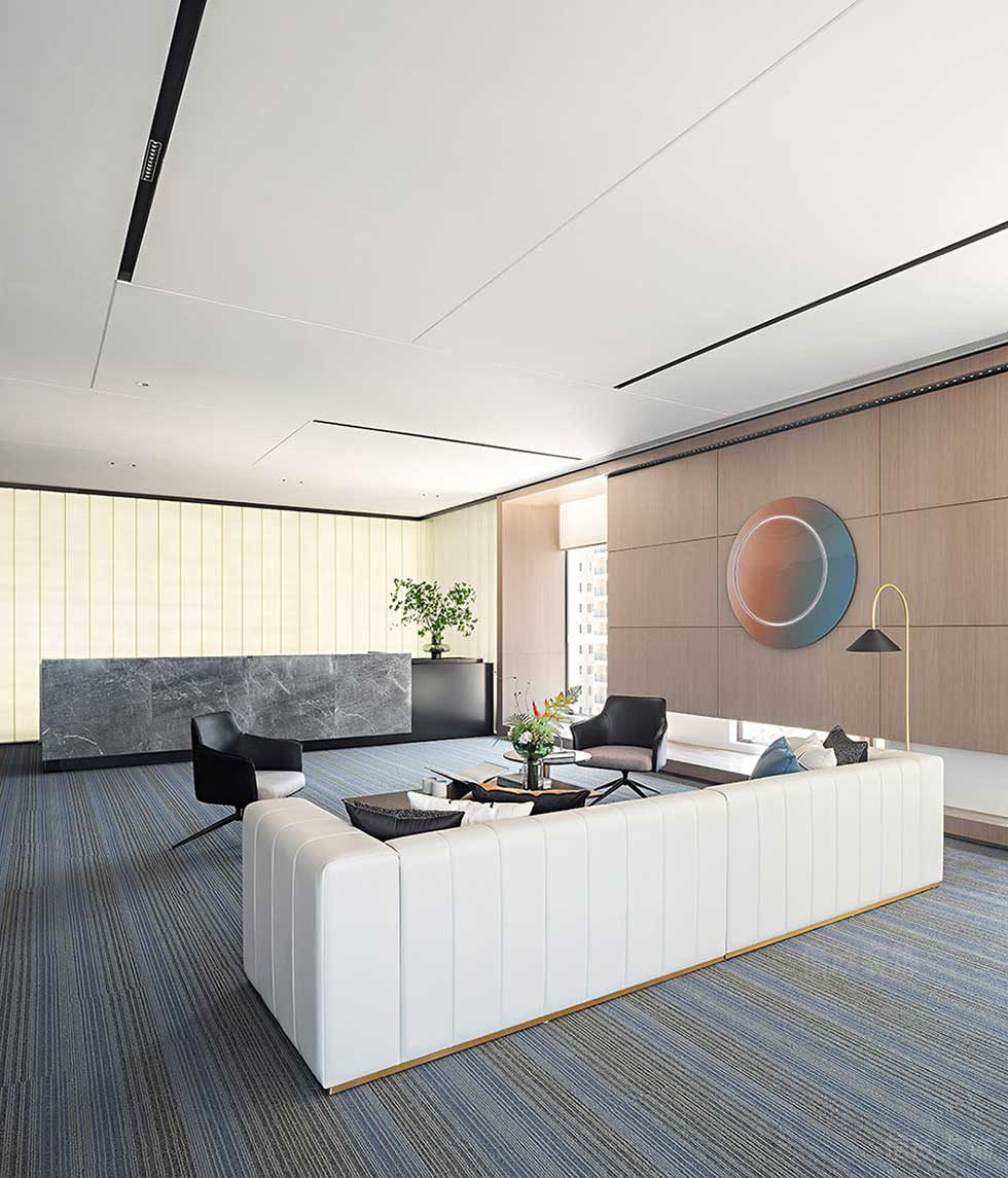 現代簡約風格企業辦公室前廳等候區效果圖