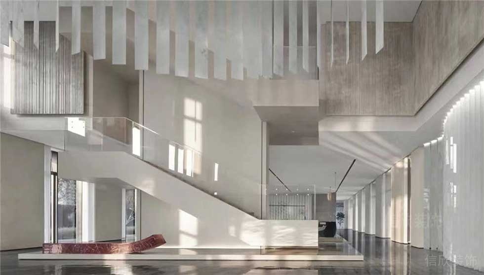 現(xiàn)代簡約風格商業(yè)機構(gòu)辦公室大堂效果圖