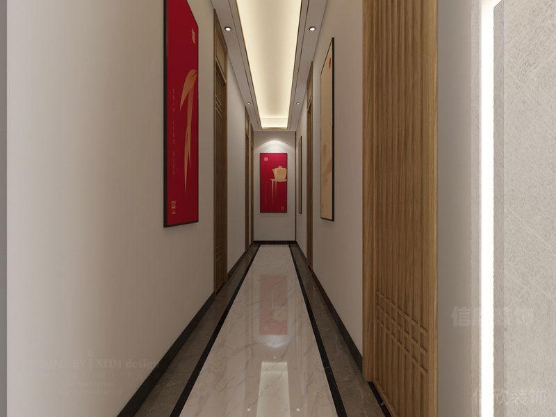 深圳福田新中式餐飲茶室裝修圖過道