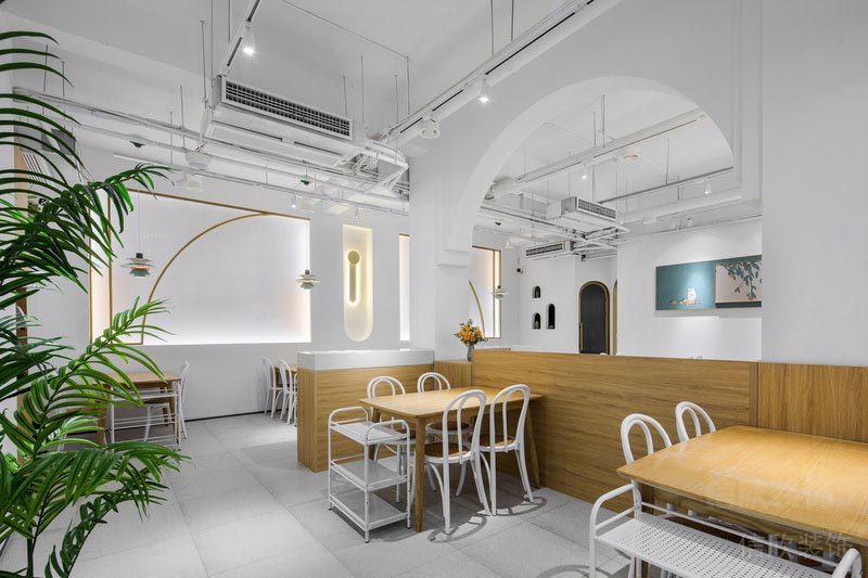 福田北歐風(fēng)格餐廳裝修火鍋店設(shè)計效果圖原木色隔斷