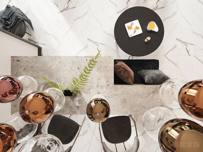 輕奢風(fēng)大理石瓷磚大理石白色地板天花吊頂