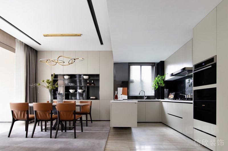 深圳龍華家庭新房全包裝修方案一層開放式廚房、餐廳