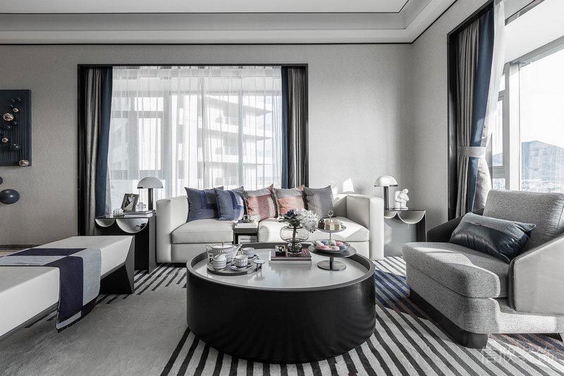 深圳寶安潤科華府家居新房現(xiàn)代風格裝修設計案例 客廳