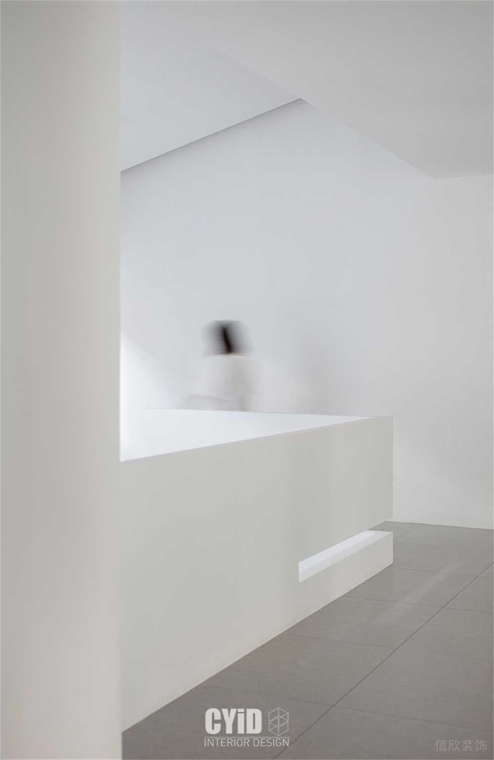 純白幾何內(nèi)嵌式裝修辦公室過道休息區(qū)茶水間