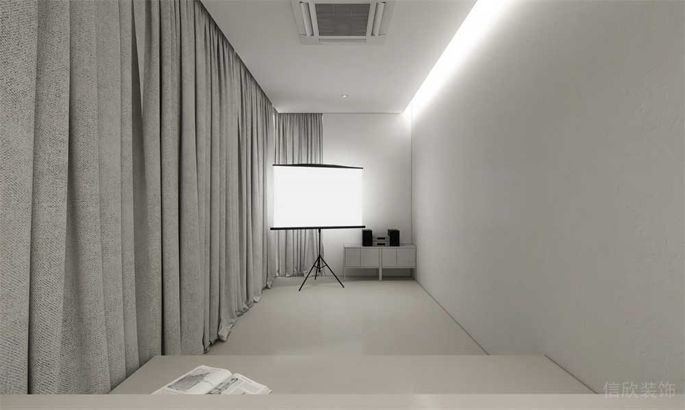 直播間裝修效果圖灰色中性風(fēng)天花中央簡(jiǎn)約現(xiàn)代設(shè)計(jì)效果