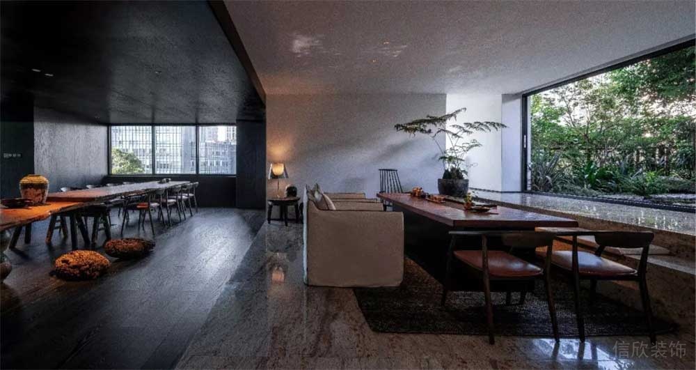 深圳市龍華1200平新中式風辦公室裝修接待區(qū)