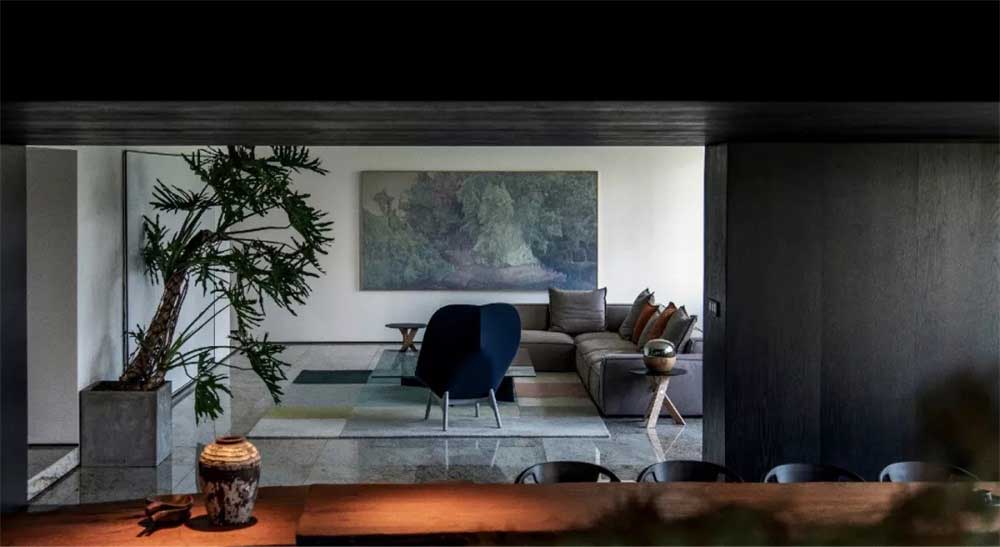 深圳市龍華1200平新中式風辦公室裝修接待區(qū)