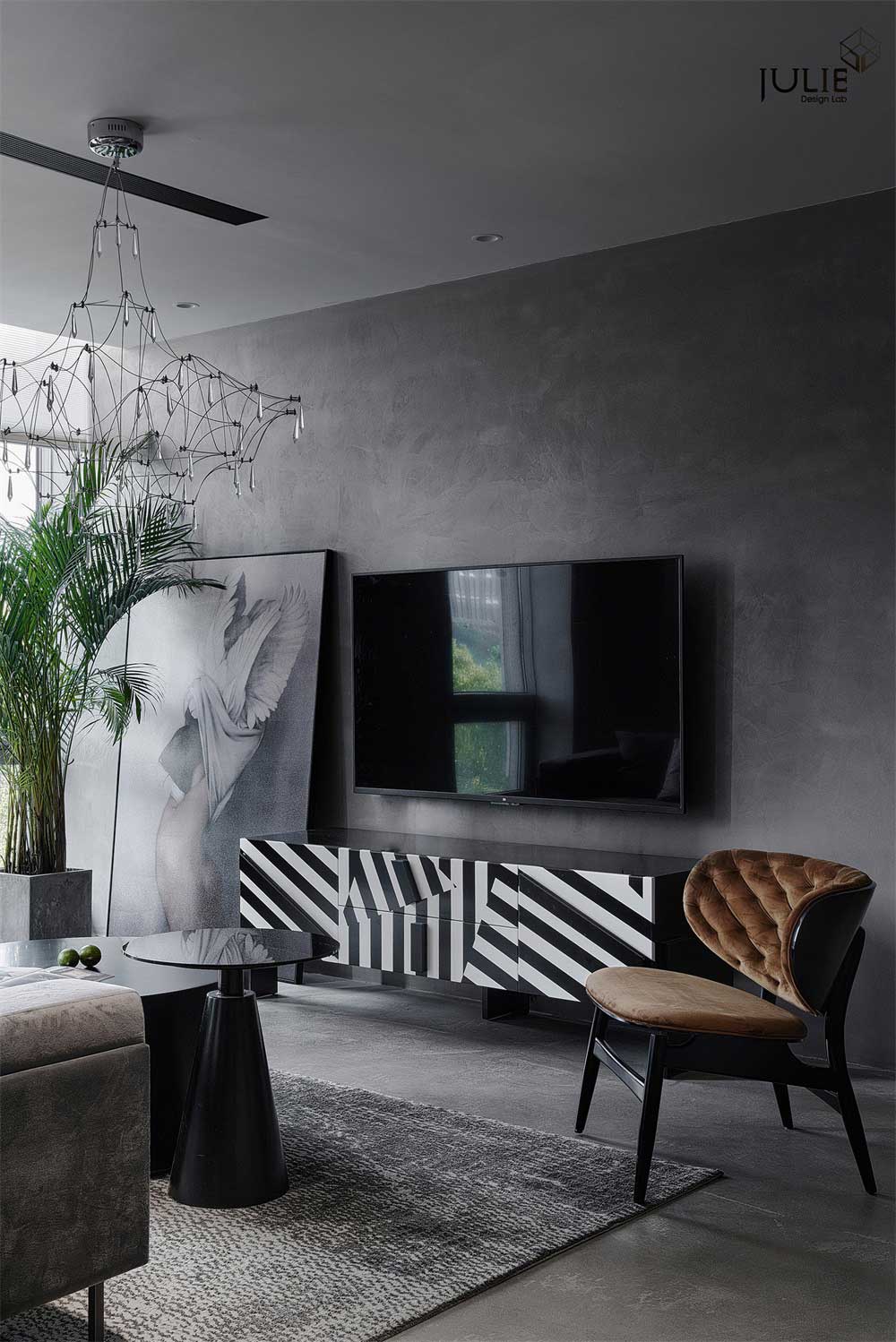 深圳光明現代風格暗色系辦公室設計裝修-休息區