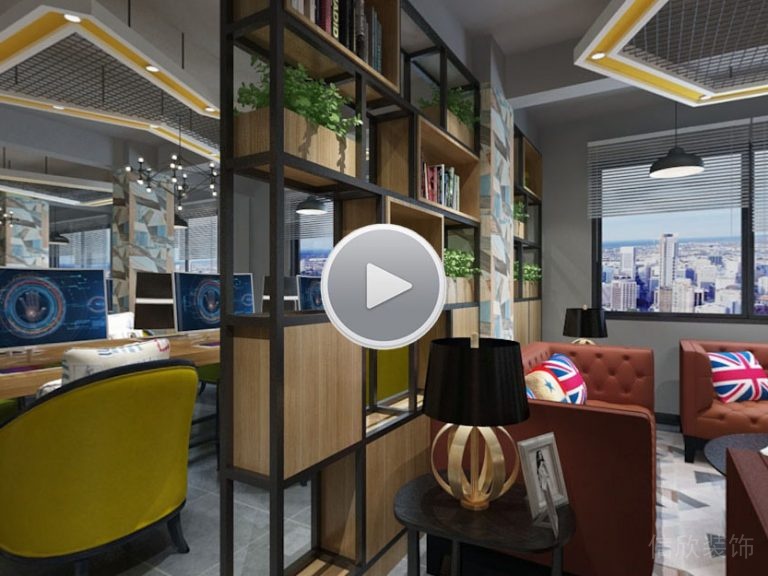 辦公區(qū)金屬柜子隔斷皮質(zhì)沙發(fā)線條天花吊頂裝修設(shè)計(jì)圖