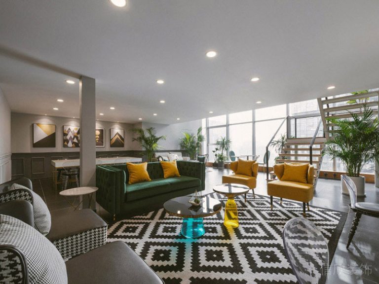 復式皮質沙發護墻板效果圖設計