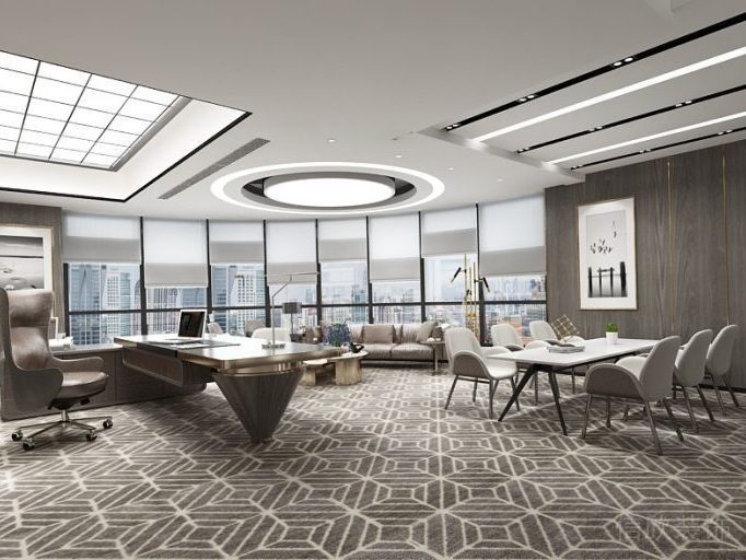 總裁辦公室裝修效果圖天花設(shè)計(jì)裝修地毯會(huì)議室灰色調(diào)裝修