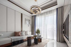 環(huán)形天花無線設(shè)計燈帶沙發(fā)休息輕奢風(fēng)客廳裝修