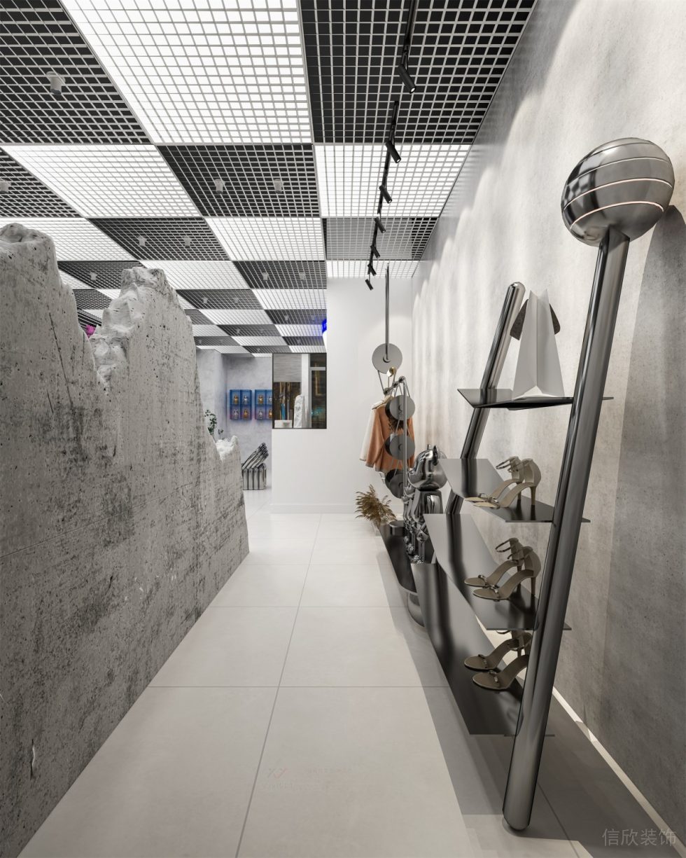 深圳市寶安區(qū)石巖300平現(xiàn)代風(fēng)服裝店裝修設(shè)計(jì)大廳