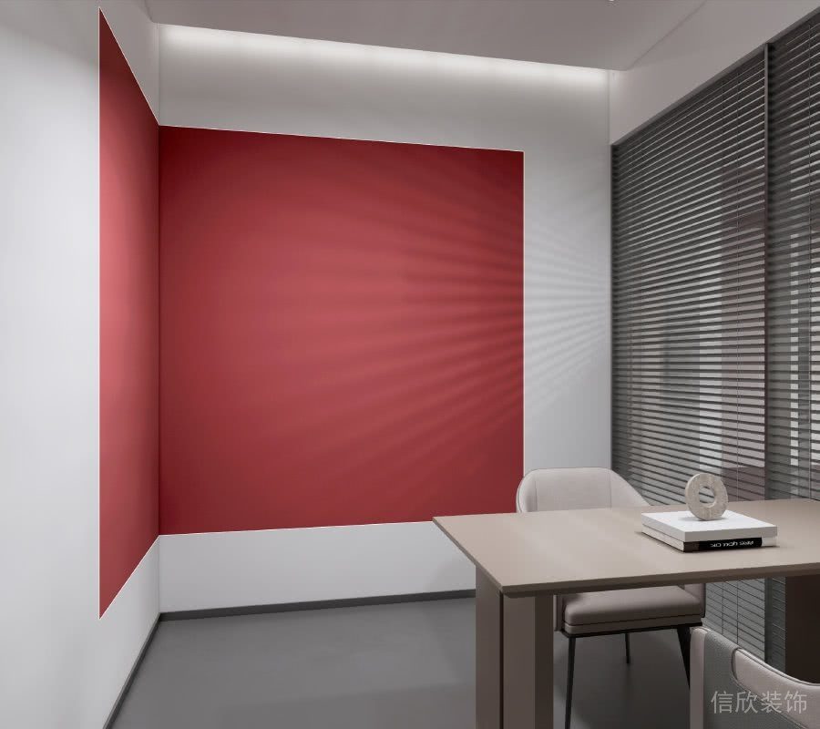 紅色折疊墻體涂料員工開(kāi)發(fā)區(qū)木飾面辦公室百葉窗效果