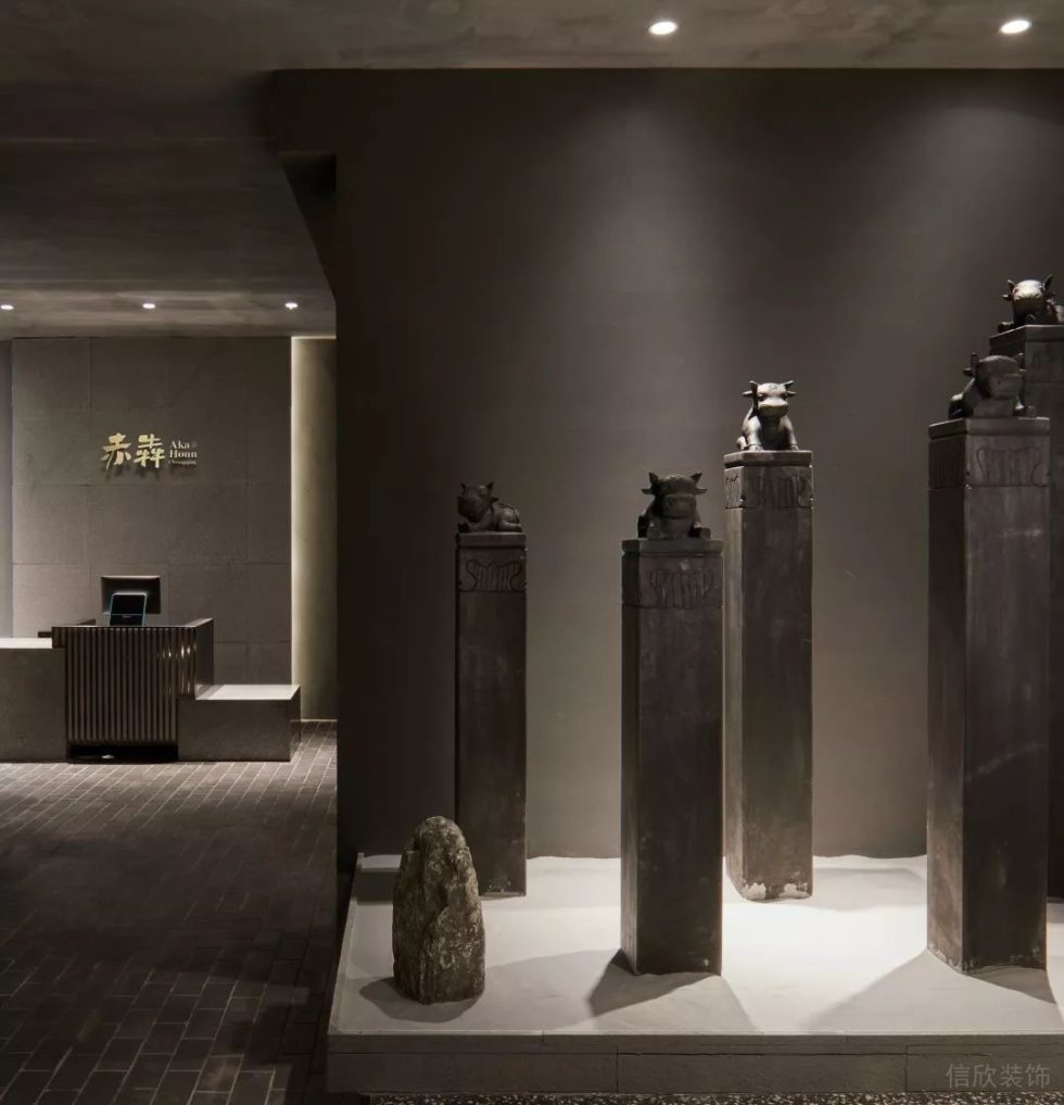 深圳南山海印長城新中式風格烤肉餐廳裝修案例玄關藝術石雕景觀 深圳南山海印長城新中式風格烤肉餐廳裝修案例玄關藝術石雕景觀