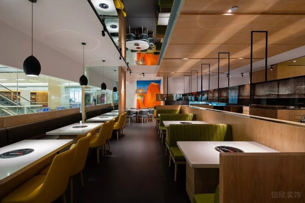 深圳坪山怡瑞達云秀府簡約北歐風火鍋店裝修案例用餐區(qū)效果圖