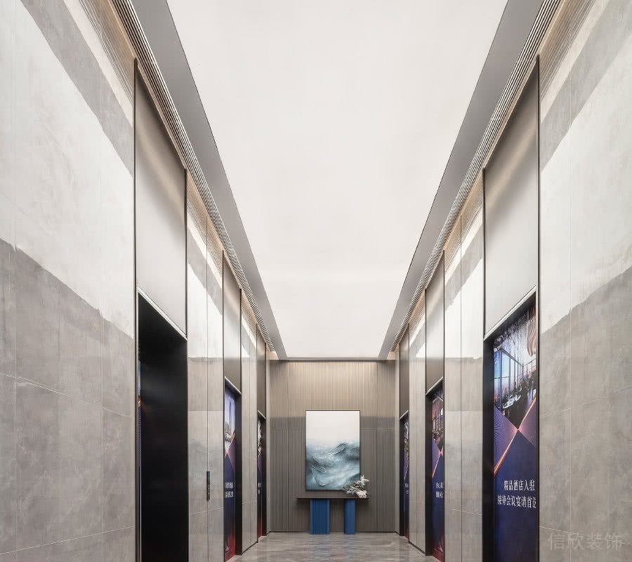 電梯廳周邊空調(diào)風(fēng)口中間軟膜天花吊頂