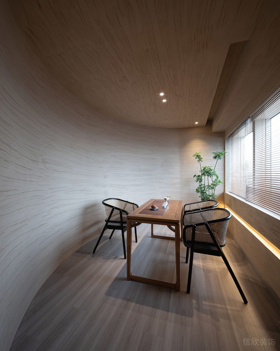 深圳寶安中洲華府暖色調極簡風格茶館裝修案例弧形墻面特色三人包廂 深圳寶安中洲華府暖色調極簡風格茶館裝修案例弧形墻面特色三人包廂