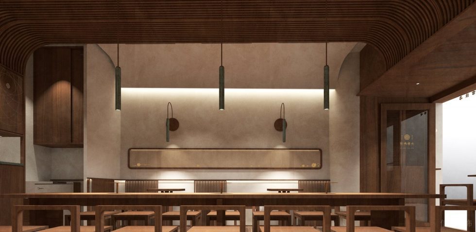 深圳南山港灣麗都深木色復古風糖水店裝修案例灰色藝術涂料暗藏燈帶背景墻 深圳南山港灣麗都深木色復古風糖水店裝修案例灰色藝術涂料暗藏燈帶背景墻