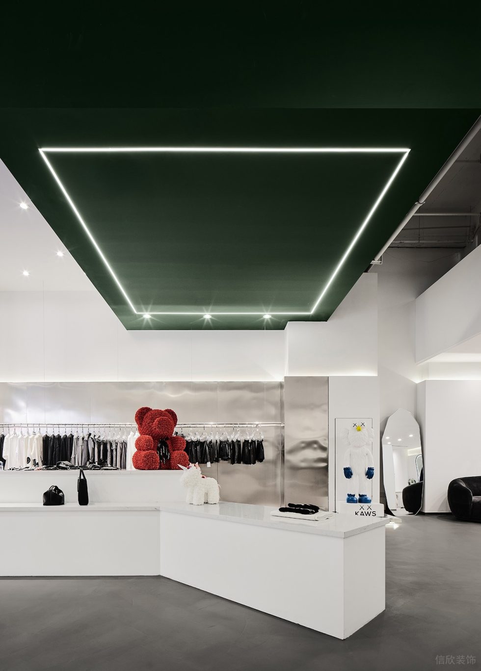 深圳市南山區南頭現代風rain & Snow.hby買手店裝修設計綠色燈光吊頂 深圳市南山區南頭現代風rain & Snow.hby買手店裝修設計綠色燈光吊頂