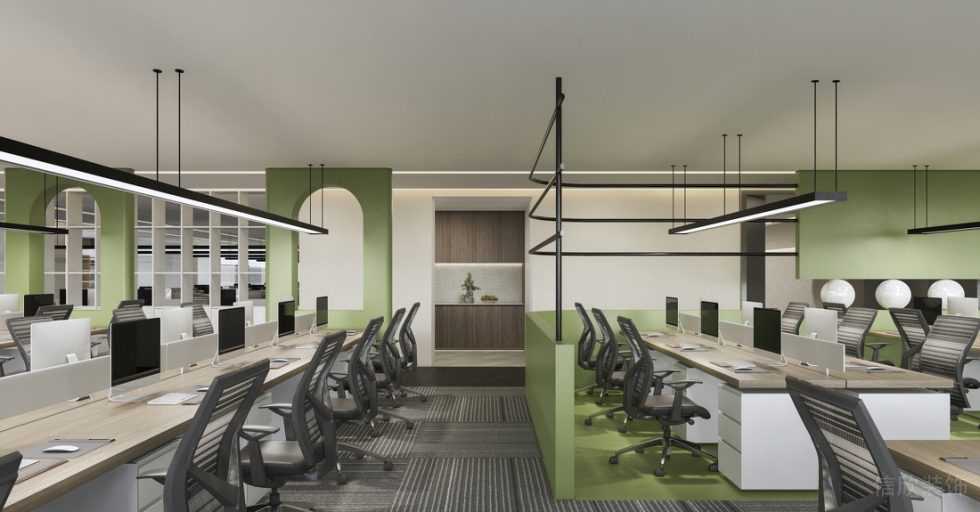 深圳寶安易尚中心2000平方米簡(jiǎn)約風(fēng)格辦公室裝修案例辦公區(qū)線條吊燈 深圳寶安易尚中心2000平方米簡(jiǎn)約風(fēng)格辦公室裝修案例辦公區(qū)線條吊燈