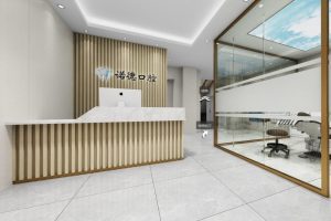 深圳南山科技園訊美科技廣場諾德口腔牙科診所設(shè)計裝修門診大廳形象墻裝修設(shè)計圖