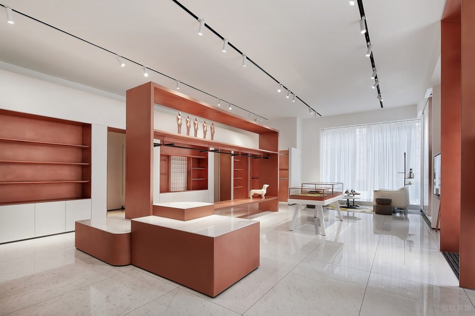 深圳市寶安區(qū)西鄉(xiāng)現(xiàn)代風品牌胤一紅幫服裝店中間矮展臺裝修設計效果圖 深圳市寶安區(qū)西鄉(xiāng)現(xiàn)代風品牌胤一紅幫服裝店中間矮展臺裝修設計效果圖