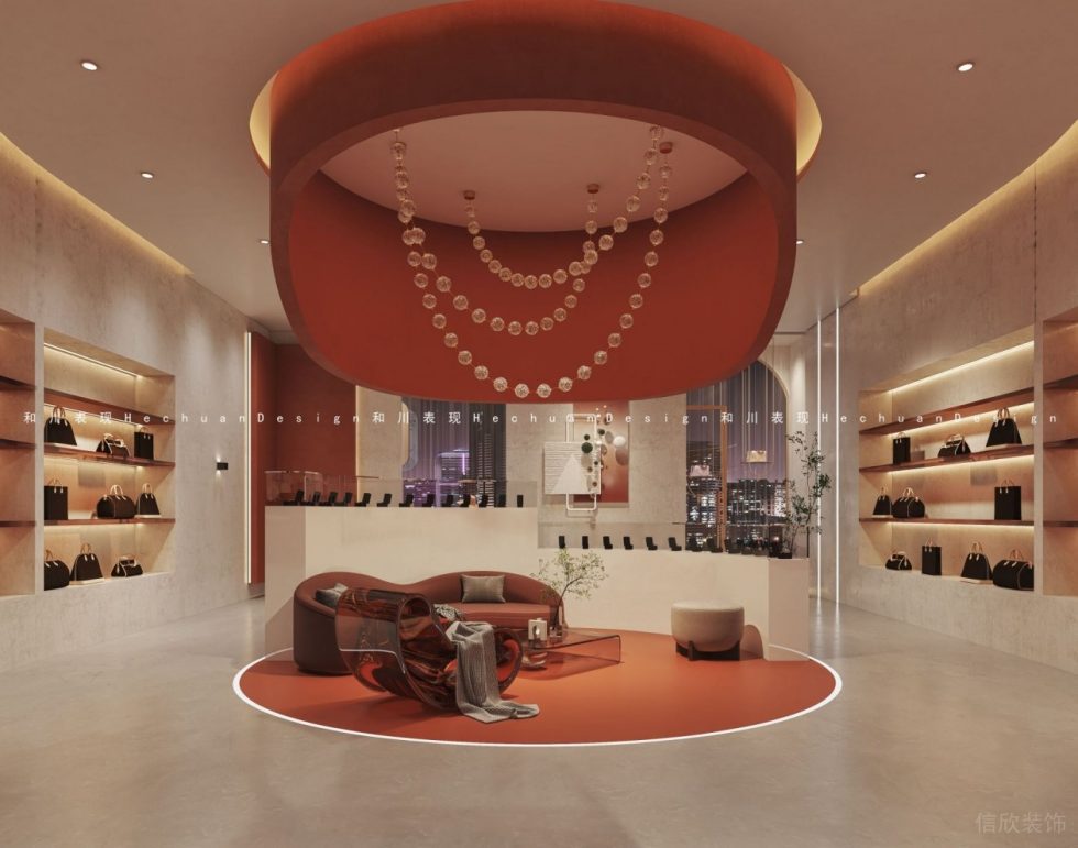 深圳市龍崗區(qū)布吉現(xiàn)代輕奢風奢侈品店圓形休息區(qū)裝修設計效果圖 深圳市龍崗區(qū)布吉現(xiàn)代輕奢風奢侈品店圓形休息區(qū)裝修設計效果圖