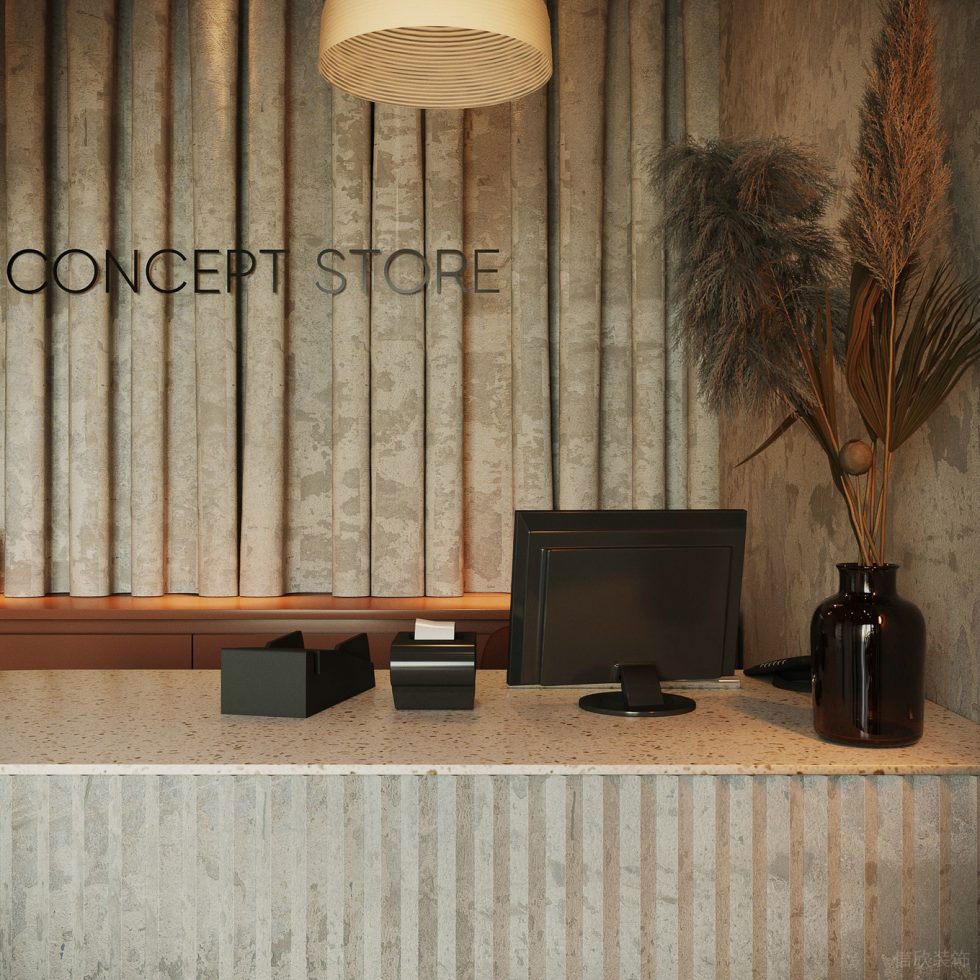 深圳市龍崗區平湖復古風定制服裝店墻面布藝裝飾設計效果圖