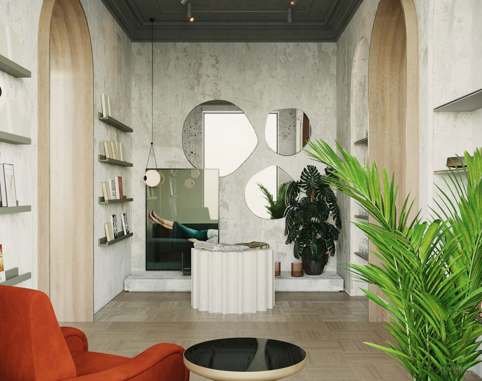 深圳市龍崗區平湖復古風定制服裝店墻面鏡子設計