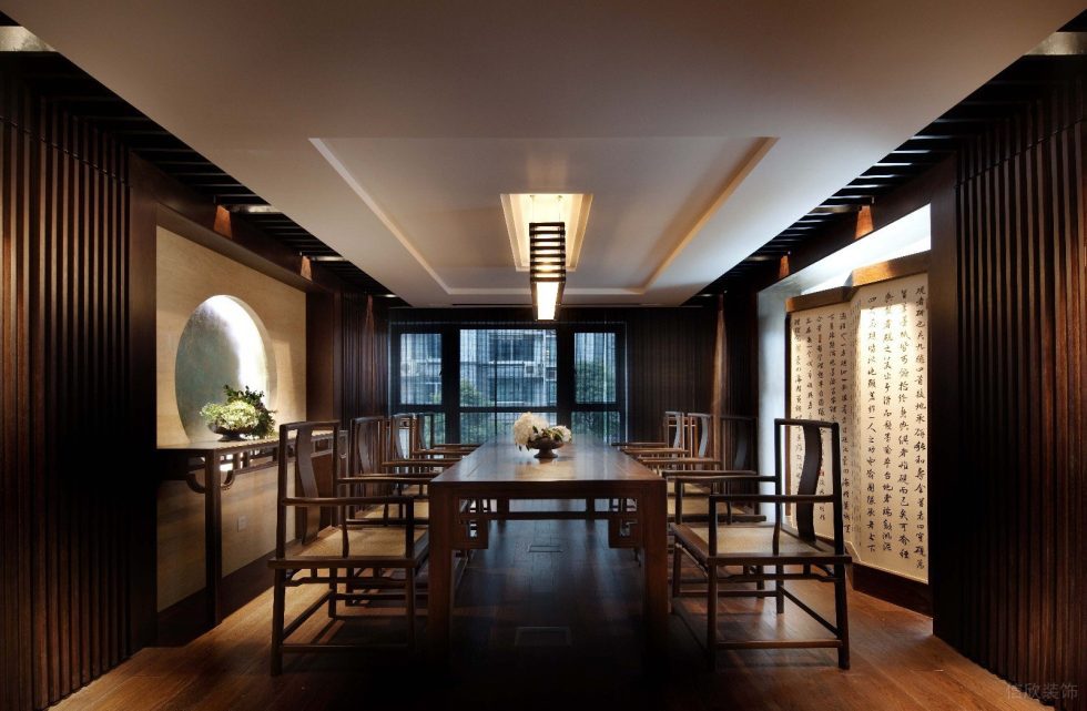 深圳羅湖百仕達大廈800平方米簡約新中式風格辦公室裝修案例經(jīng)理辦公室洽談區(qū)