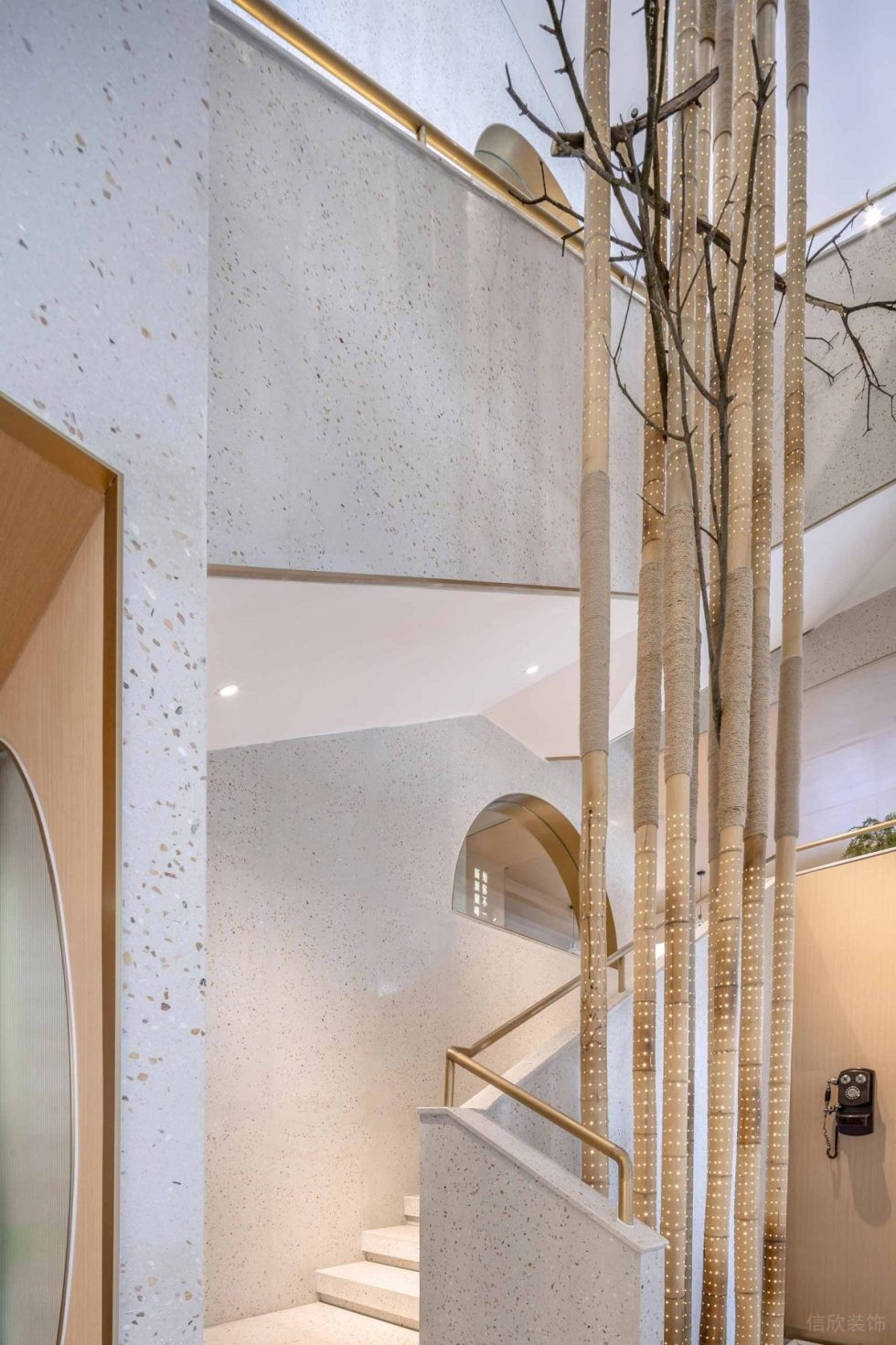 簡約原木風餐廳景觀竹叢裝修設計