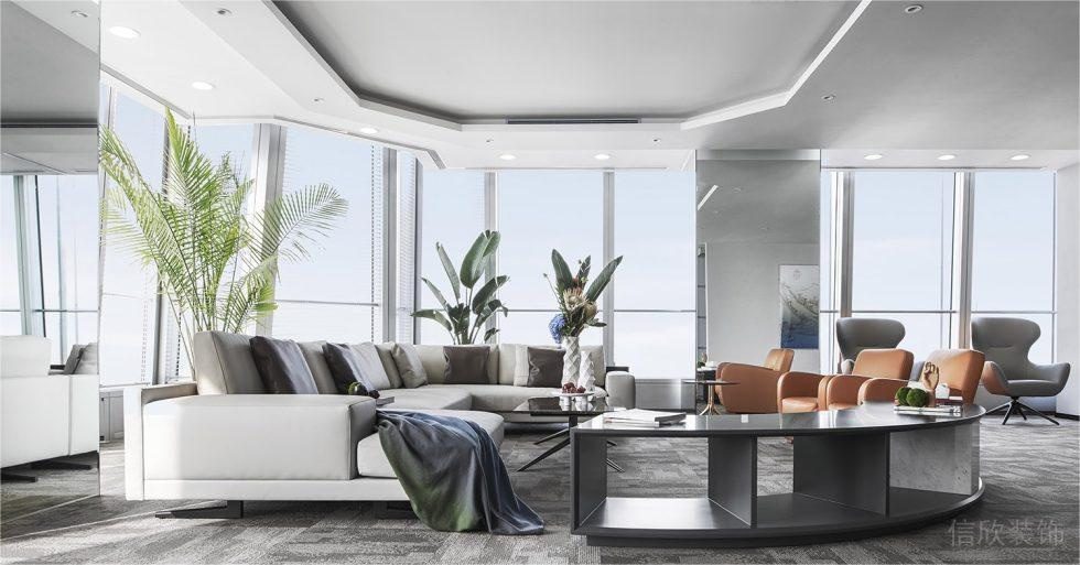 深圳寶安榮超濱海大廈現代新中式辦公室裝修設計方案 沙發(fā)接待區(qū)