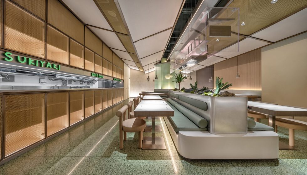 深圳寶安藝術(shù)日式食堂備餐區(qū)卡座裝修設(shè)計