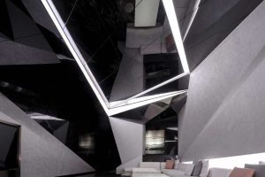 深圳福田藝術摩登風酒吧黑色吊頂裝修設計