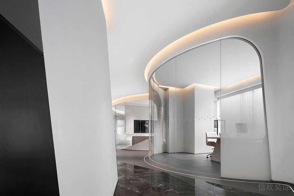深圳南山區(qū)西麗街道天瓏大廈現(xiàn)代輕奢風(fēng)格辦公室裝修設(shè)計風(fēng)格 過道 (2)