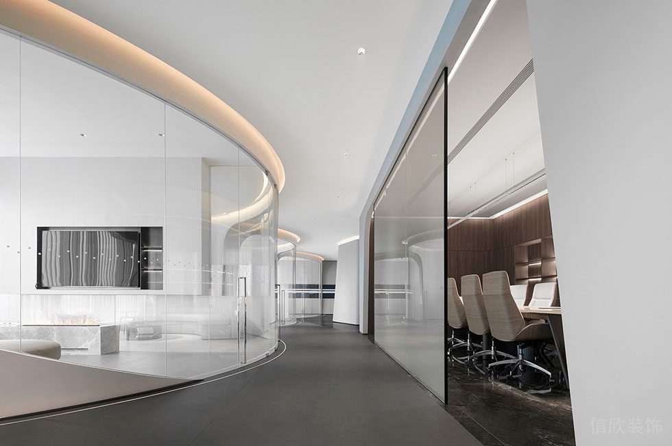 深圳南山區(qū)西麗街道天瓏大廈現(xiàn)代輕奢風(fēng)格辦公室裝修設(shè)計風(fēng)格 過道
