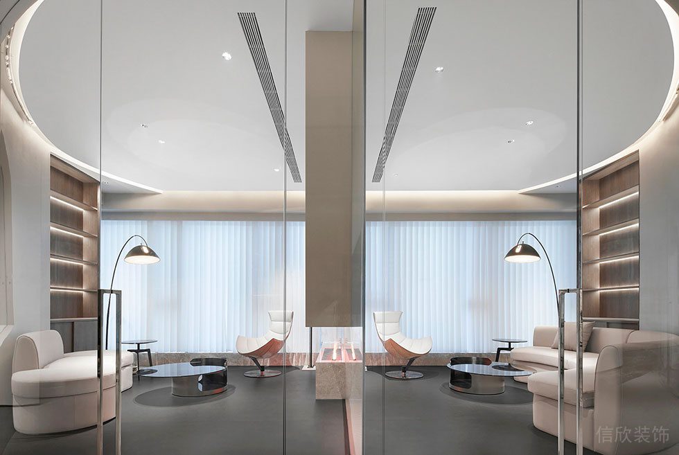 深圳南山區(qū)西麗街道天瓏大廈現(xiàn)代輕奢風(fēng)格辦公室裝修設(shè)計風(fēng)格 休息區(qū)